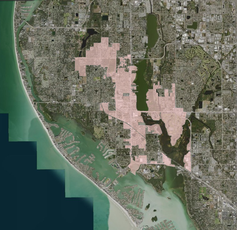 Aerial map of the Seminole city boundaries